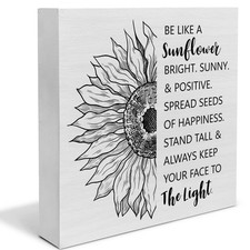 Country Sunflower Wood Box Sign Be Like A Sunflower Bright Quote Rustic Block
