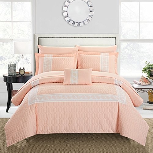 Titian 8 Piece Comforter Hotel Collection Hexagon Embossed Paisley Print - Picture 1 of 6