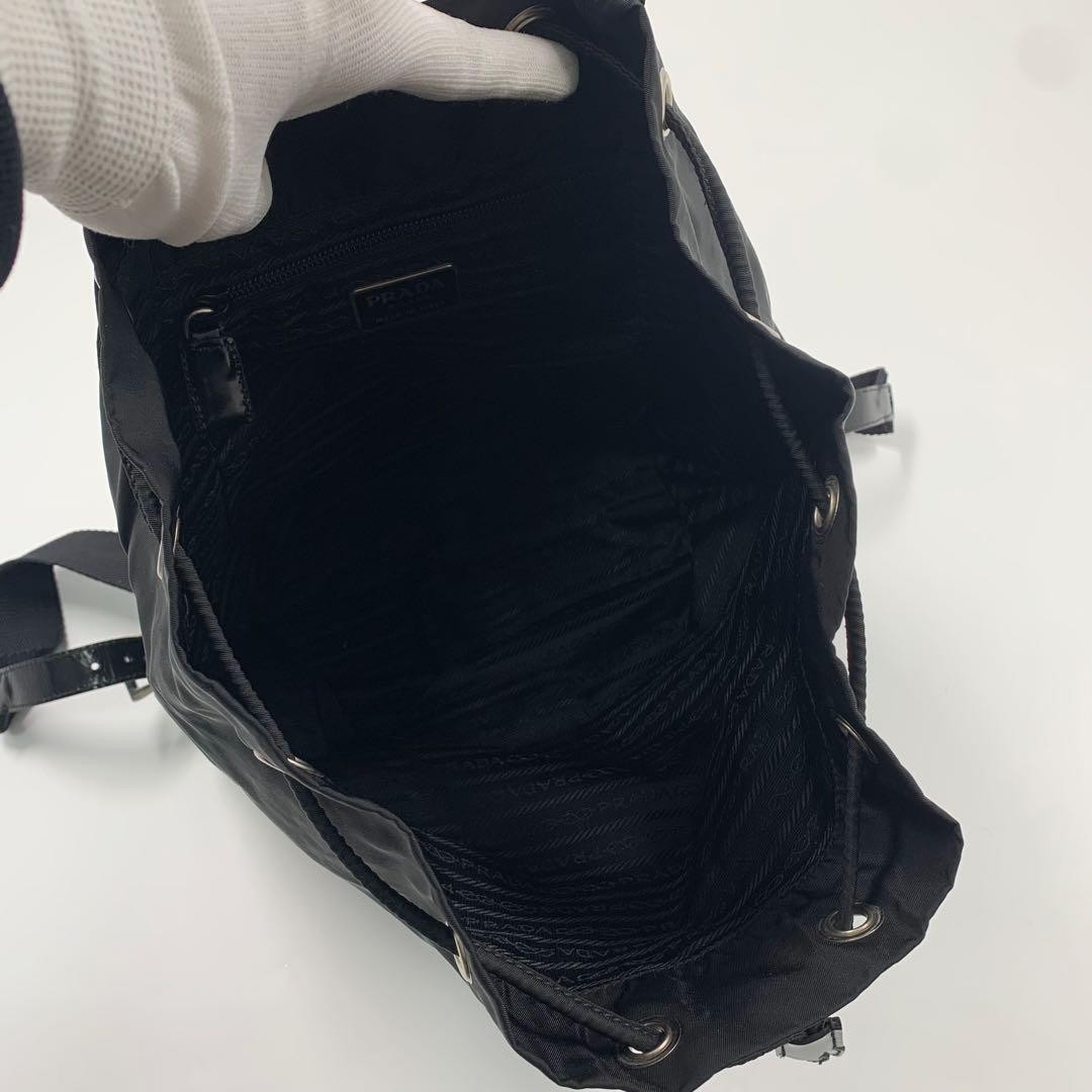 Prada Backpack Drawstring Triangle Logo Nylon Bla… - image 7