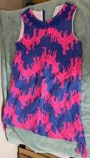Lilly Pulitzer Windsor Giraffe Print Pink Blue Dress Whimsical girl sz 7