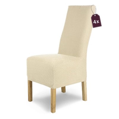 SCHEFFLER-Home Coprisedie Lena/Set di 6 Copri Sedie da Pranzo Elastici/Sedie da Pranzo/Coprisedie Elasticizzato in Poliestere con Fascia Elastica/ Coprisedie Eleganti, Taupe
