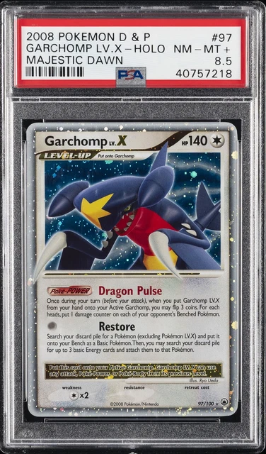 2008 POKEMON DIAMOND & PEARL MAJESTIC DAWN #97 GARCHOMP LV.X-HOLO PSA 8.5