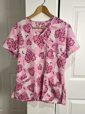 GT Performance Pink Breast Cancer Awareness Scrub Top-Medium-Medical Tech EUC