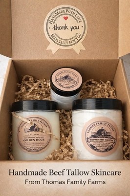 Thomas Family Farms Whipped Beef Tallow Moisturizer 4oz,  Sample Pack 