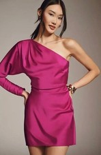 NWT BHLDN Lucy High-Shine Satin One-Shoulder Mini Dress - Size 2