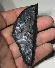 Arrowhead Obsidian Knife Blade Modern Flint Very Thin 3 3/4 Inches Long