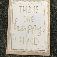 This Is Our Happy Place - Etched Wooden Wall Decor - 12x16 in.