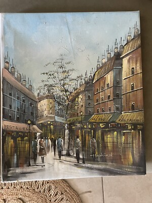 HOPKINS MARKET STREET SCENE ORIGINAL OIL ON CANVAS PAINTING
