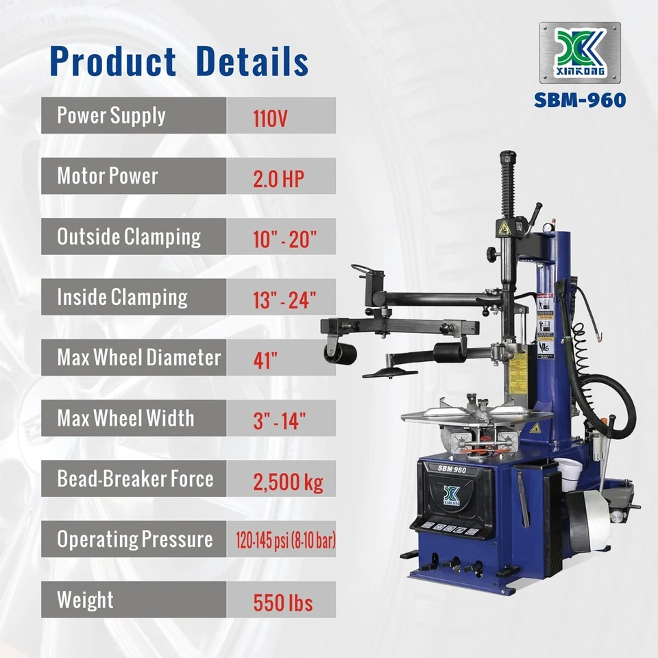 XK Auto Tire Changer Wheel Balancer Machine Rim Balancer Combo 960 690 2.0HP Foto 2 de 4