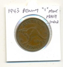 Australia: 1943 King George VI Penny 1d India Mint Mark