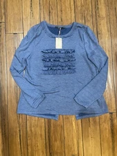 Doe & Rae Blue Ruffle pullover Large