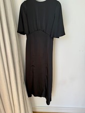 NASTY GAL Black satin slit backless DRESS Size 8