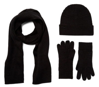 Michael Kors Women's Ribbed Knit Scarf Beanie Hat Gloves 3PC