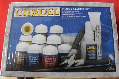 Games Workshop Citadel Hobby Starter Kit 10 Paints Glue Flock Clippers New BNIB