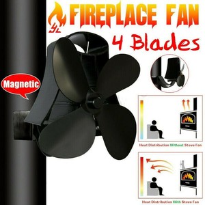 Wall Mounted Heater Powered 4 Blades Flue Pipe Stove Fan Fixed On