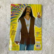 Halloween Costume Accessory Hippie Vest Faux Suede Fringed For Adults