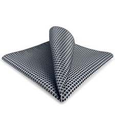 SHLAX WING Solid Black Silver Mens Hanky Business Pocket Square Silk