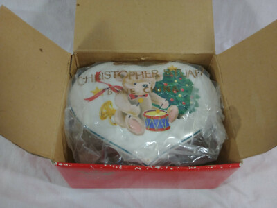 NEW   Christopher Stuart Little Drummer Bear Bone China Christmas Trinket Box