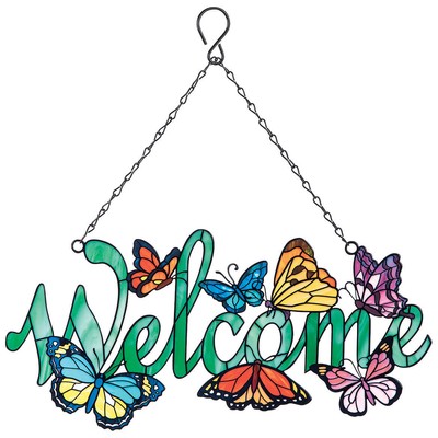 Metal Butterflies Welcome Sign by Fox RiverTM Creations