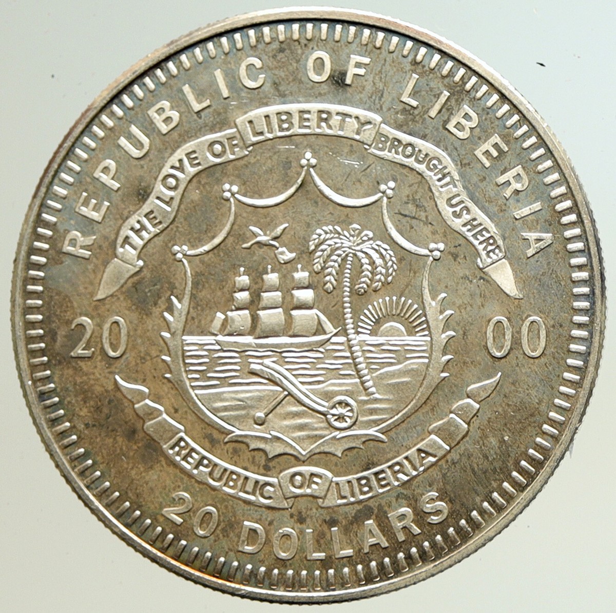 2000 LIBERIA USA Second President JOHN ADAMS Proof Silver 20