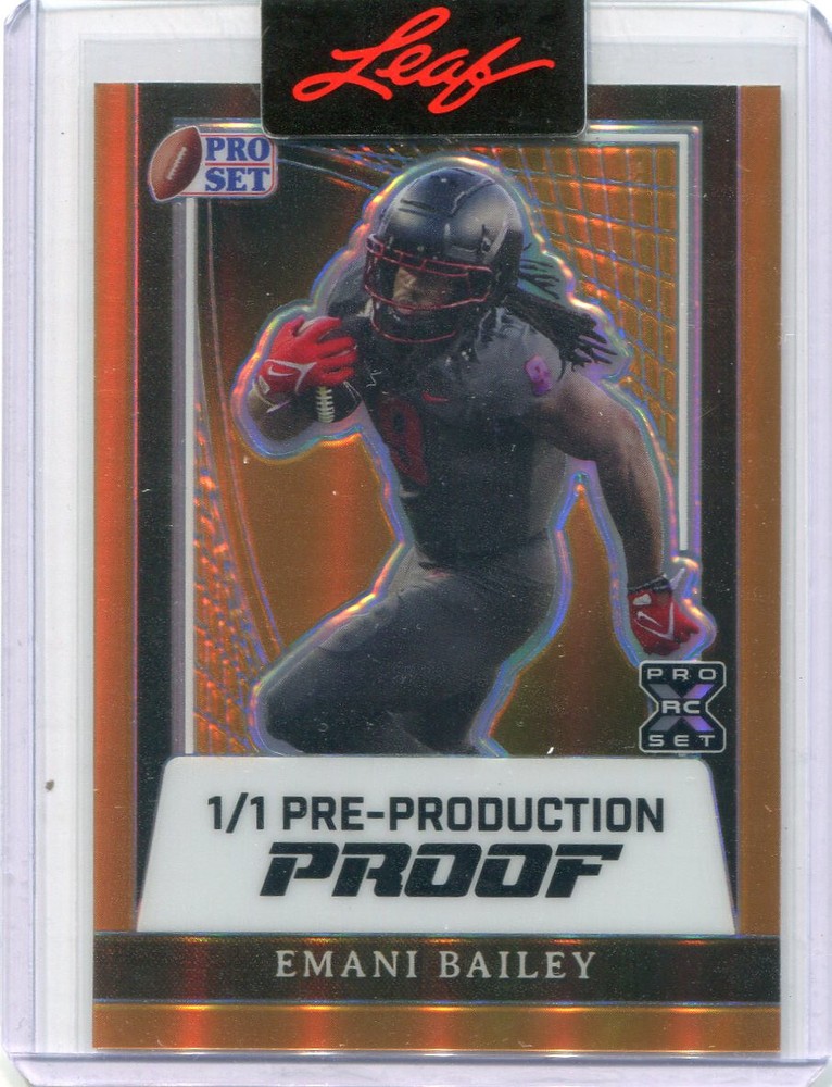 2024 Leaf Pro Set Metal Football Gold Prismatic Proof Emani Bailey Rookie 1/1