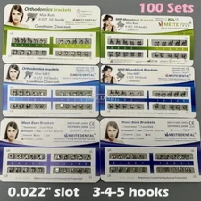 100x Dental Brackets Mini/Standard MBT/Roth 022 Slot Metal Orthodontic Bracket