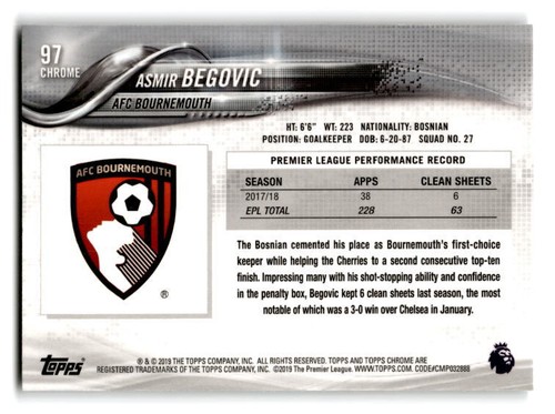 2018-19 Topps Chrome Premier League Soccer Base- Pick Your Card - Picture 191 of 195