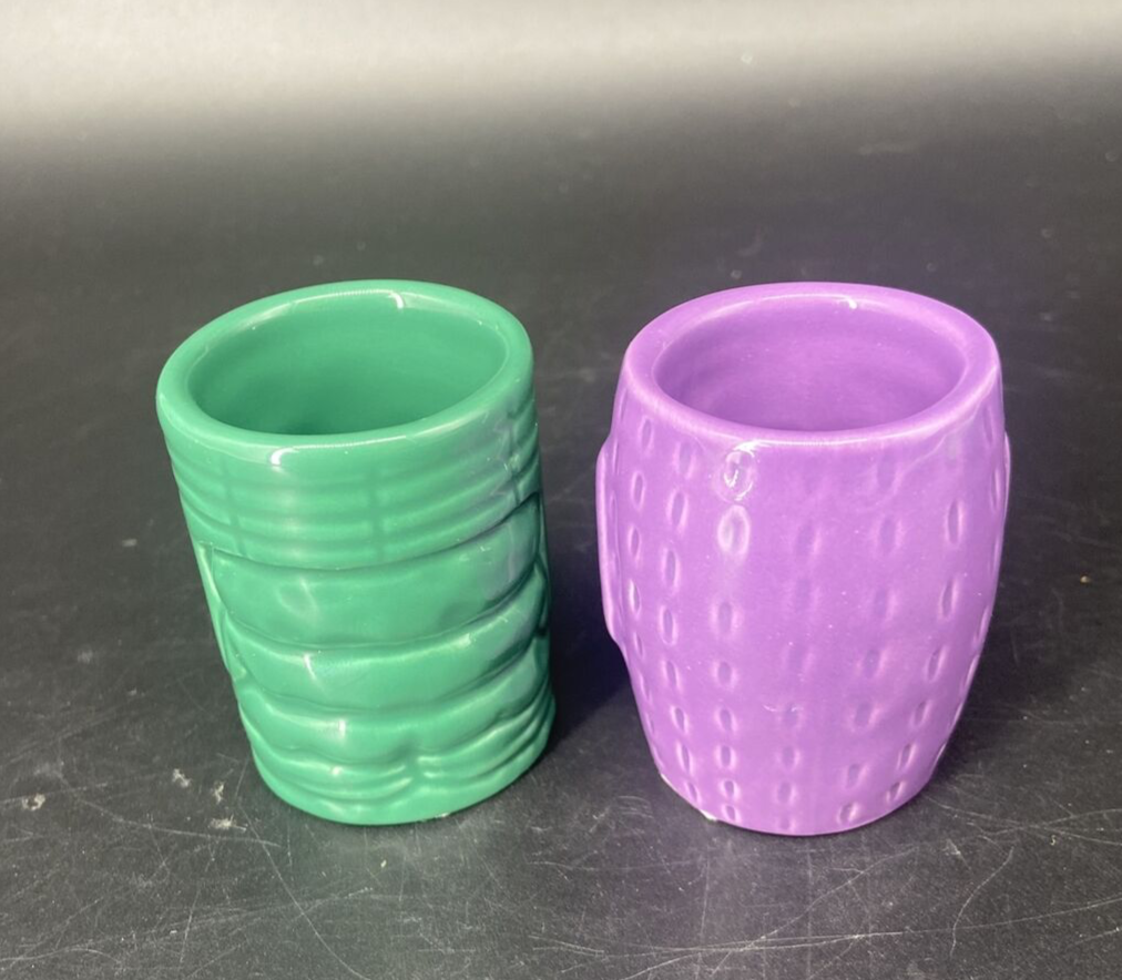 2 KCCO Tiki Shot Glasses Toothpicks Holders Purple/Green 2012 eBay