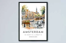 Amsterdam Watercolor Poster Amsterdam Travel Print Amsterdam Wall Art Amsterdam