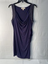 Gently Loved Michael Kors Blue With Gold Studs Women's Pencil Dress, Sz. L