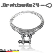 Sicherungsseil mit Ösen Schlaufen Schäkel 4mm 5mm 6mm 8mm 10mm 12mm 14mm 16mm