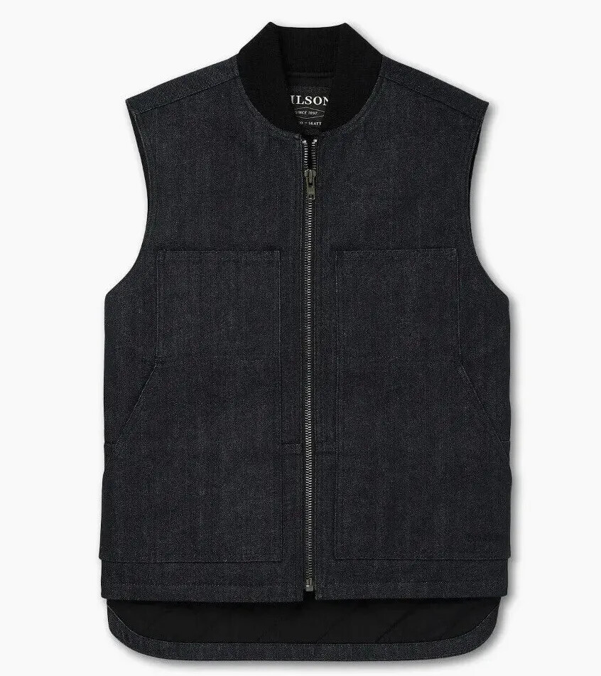 Filson Men's Denim Insulated Work Vest 20227928 Raw Indigo