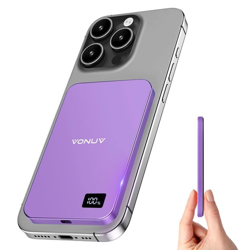 VONUV Magnetic Portable Charger 5000mAh 15W Ultra Slim Wireless Portable Char...