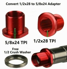 Red Aluminum Adapter to Convert 1/2x28 TPI to 5/8x24 TPI