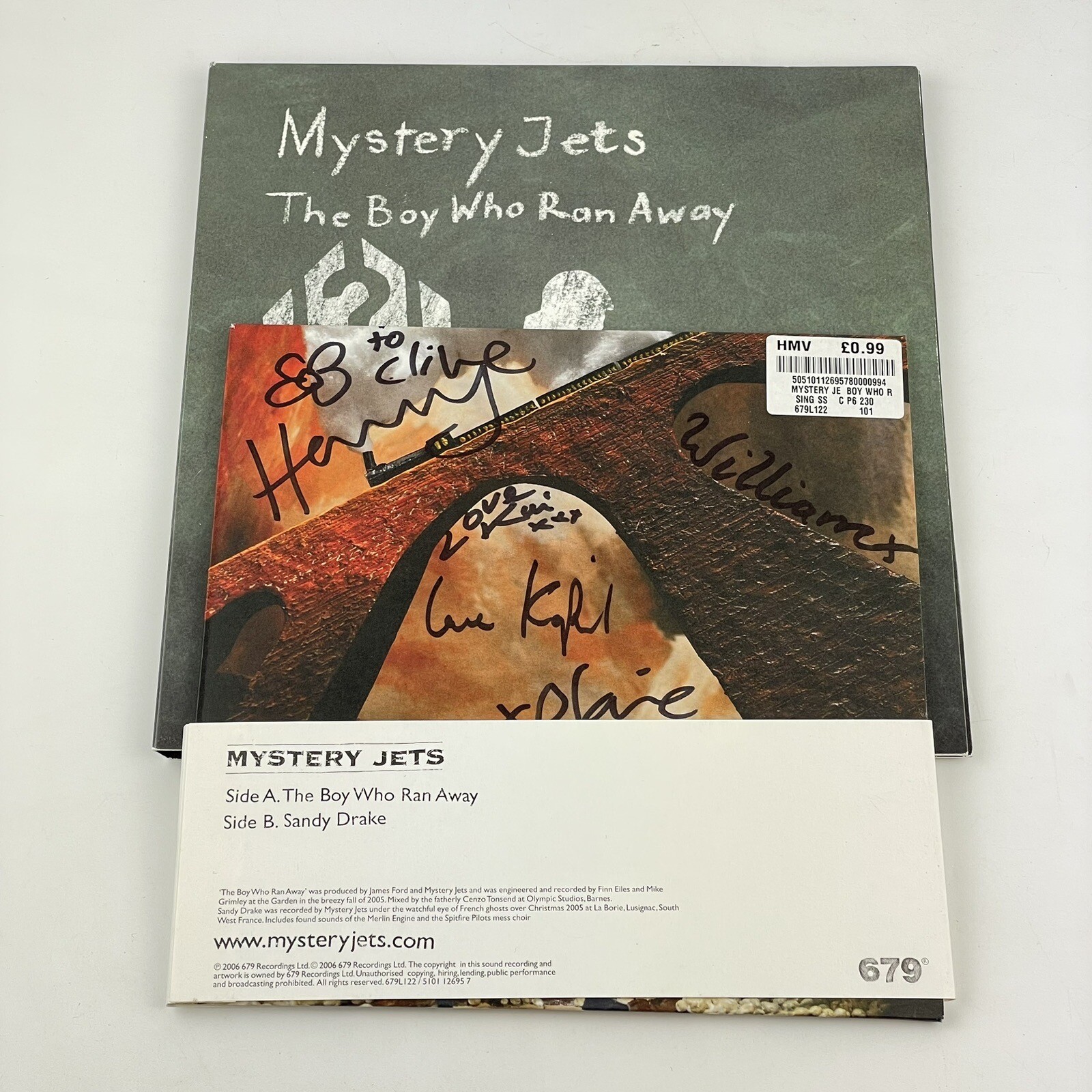 Signed By Mystery Jets Vinyl Single 45rpm The Boy Who Ran Away