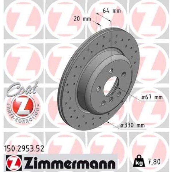Zimmermann Bremsscheibe Ø330 BelüFtet Hinten Rechts FüR BMW 7Er 5Er G30 F90-image