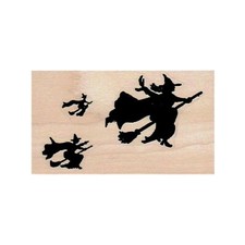 NEW Flying Witch Trio RUBBER STAMP, Halloween Stamp, Witch Stamp, Witches Stamp