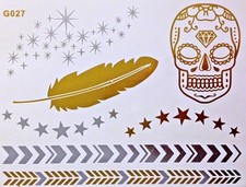 Flash Temporary Adhesive Tattoo Gold Silver 7 Pieces Bracelet Necklace G27