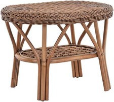 Rattan-Tisch/Ovaler Beistelltisch/Couchtisch Tisch Ablage (Oval- Vintage Braun)