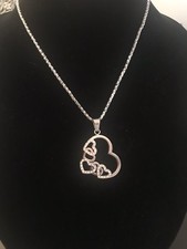 Woman's Stainless Steel Heart Pendant Rhinestone and Necklace Valentines Day