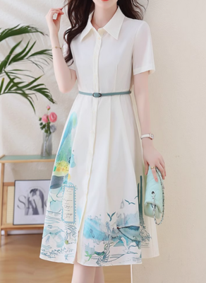 white christmas dresses Monica Floral Chiffon Midi Shirt Dress | Disturbia main image 0