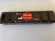 Vintage Prang 8 Water Colors In black metal Tin Case by J. Dixon Crucible Co.