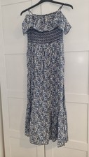 BNWT Zara Off Shoulder Cotton Midi Maxi Dress Boho Hippy Gypsy Peasant L LARGE 