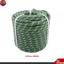 Double Braided Polyester Rope 1/2" X 150' Strong Arborist Rigging Rope 48 Green