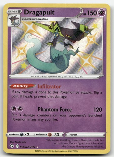 Dragapult SV062/SV122 Holofoil Shining Fates: Shiny Vault Shiny  Pokemon TCG