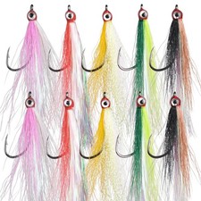 Clouser Minnow Fishing Flies, 10pcs Saltwater Fly Fishing Lures Hand Tied Clo...