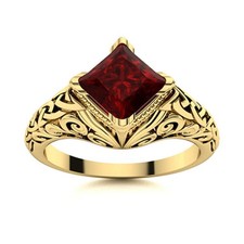 925 Sterling Silver Natural Garnet Ethnic Solitaire Prong Sister Ring