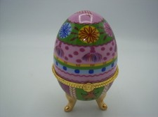 Objet Décoratif Vintage- Oeuf en Porcelaine sur Pieds Style Fabergé- Collection