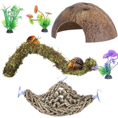 HERCCOCCI Hermit Crab Accessories, 6Pcs Hermit Crab Toys Coconut Shell Hut Cl