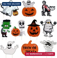 10PCS Yard Signs Halloween Props Pumpkin Ghost Monster Stakes for Decorations Ou